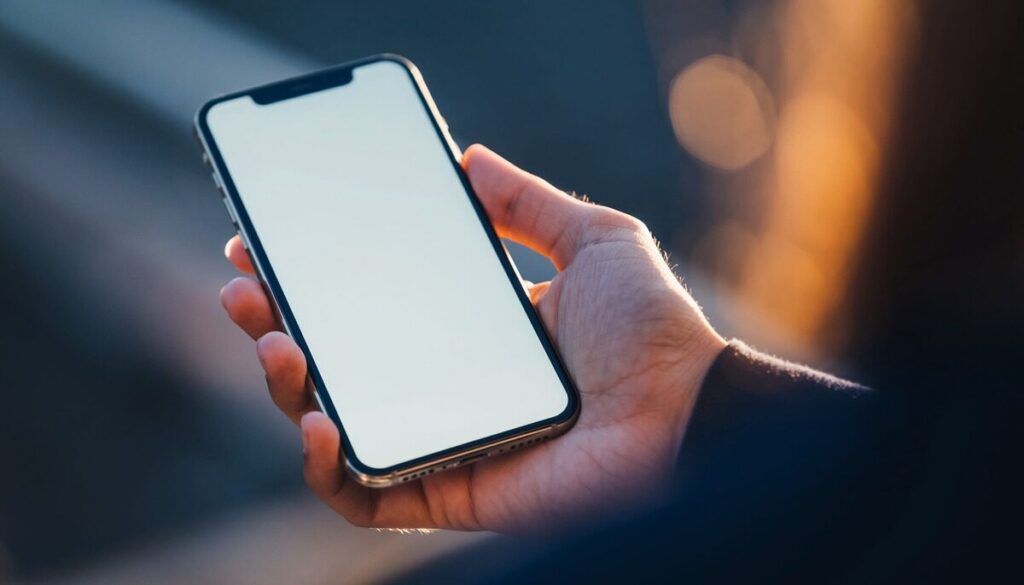 白い画面のスマホ